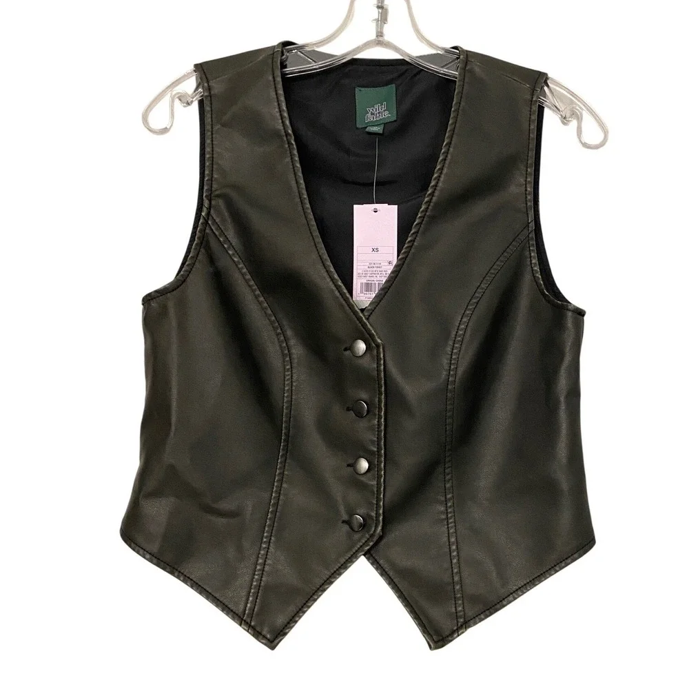 Wild Fable Black Faux Leather Vest NWT - XS